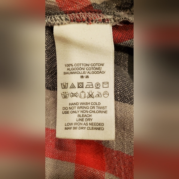 Free People Women's Red Gray  plaid, Tunic/Blouse, Long Sleeve Size M. - Picture 9 of 9